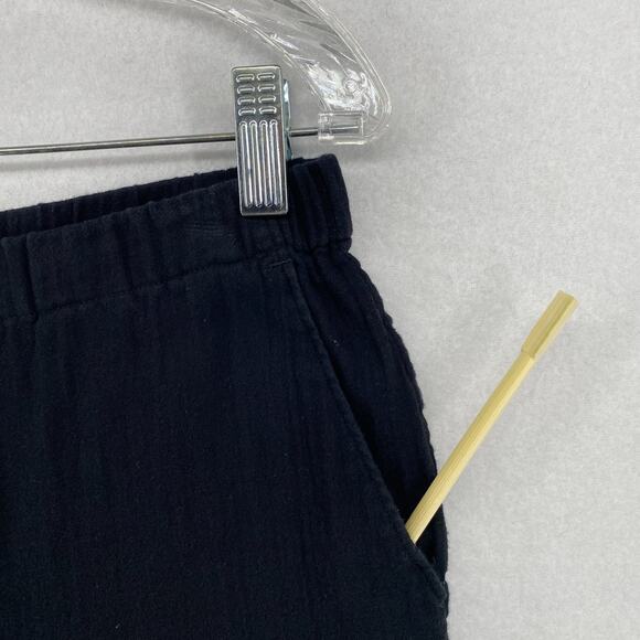EILEEN FISHER Pants PS Organic Cotton Crinkle Gauze Tapered Ankle Pull On Black - Picture 7 of 12